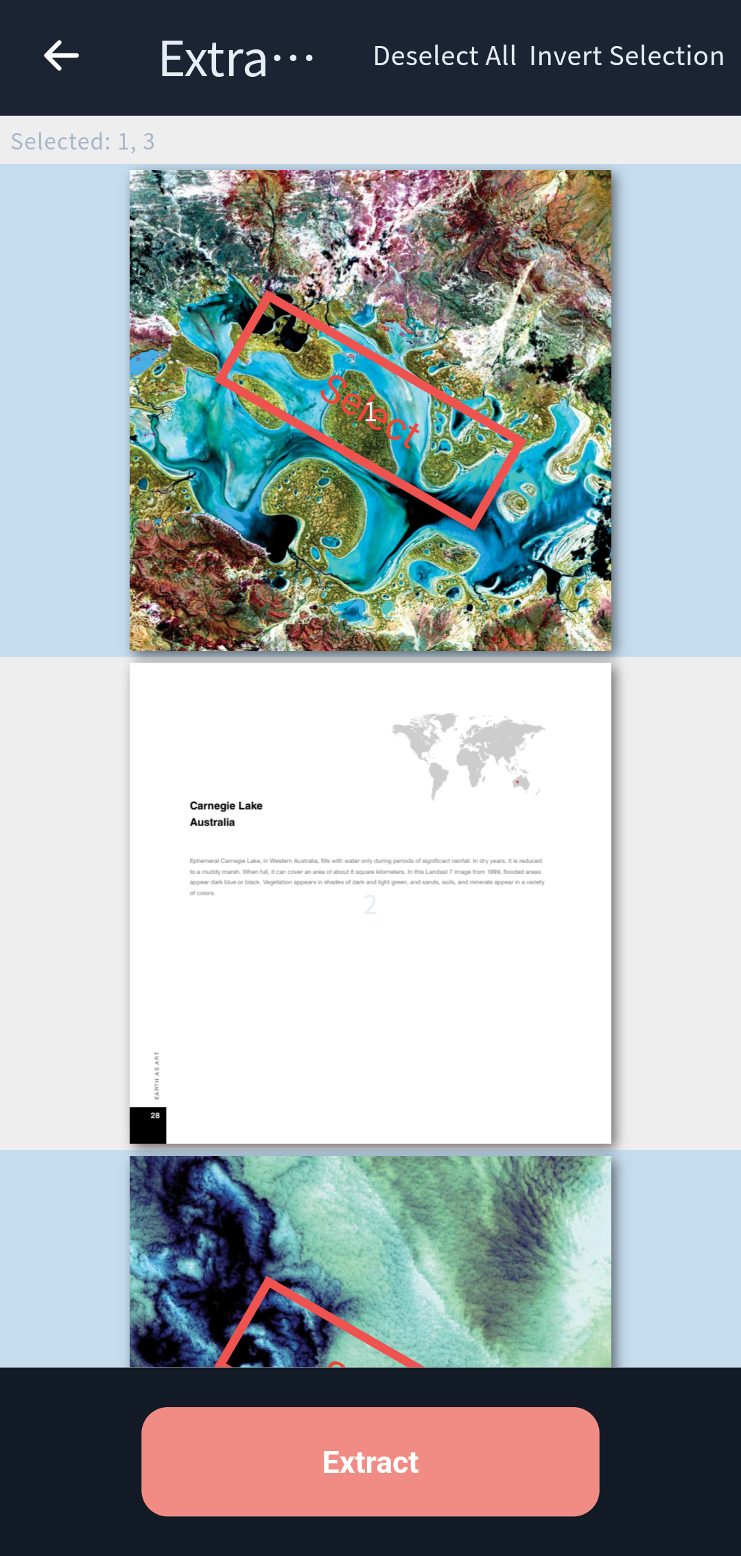 Actual English-language All-in-one PDF Editor interface for extracting selected pages